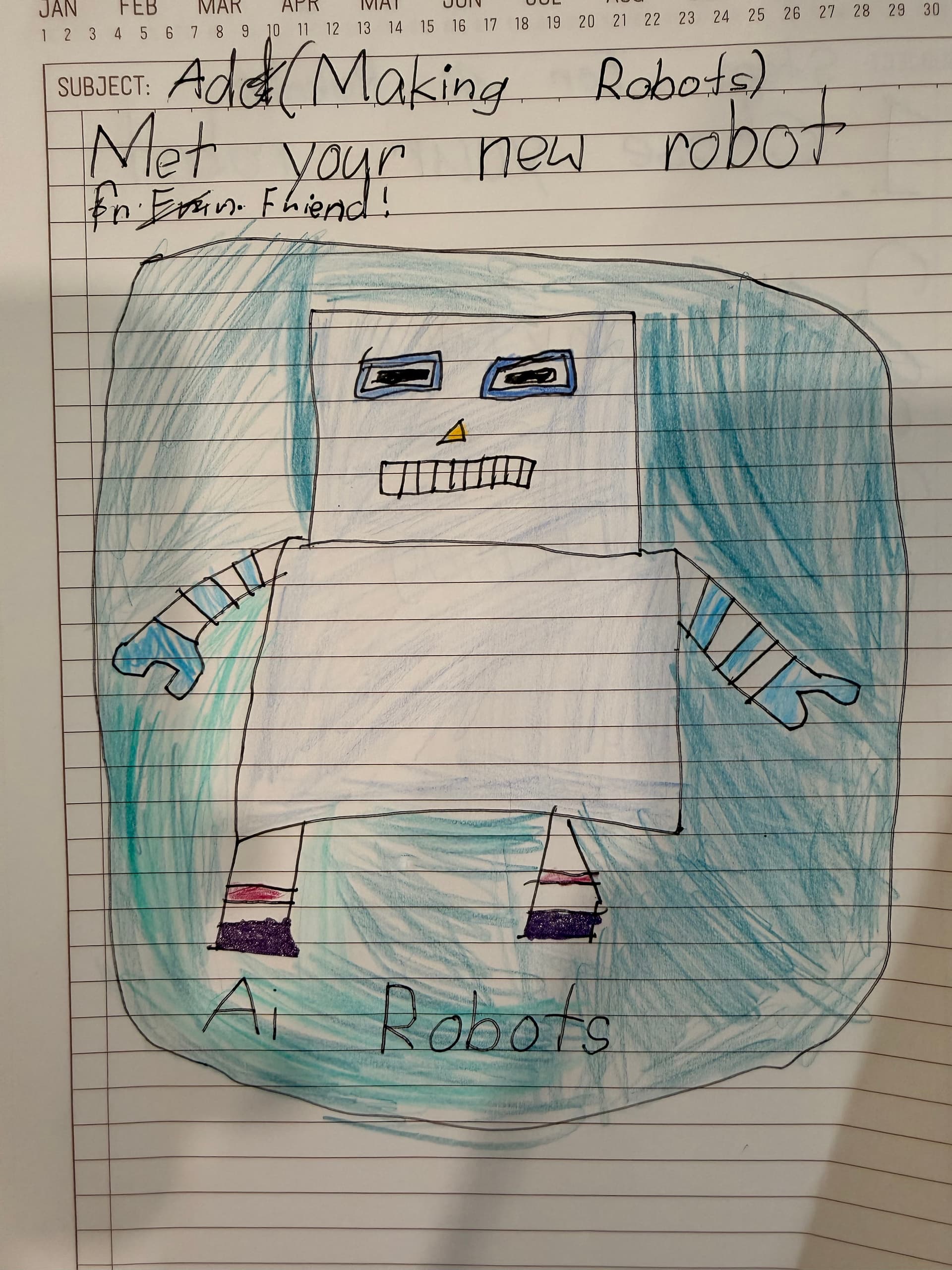 Original hand-drawn concept sketch of the Keystone Bot